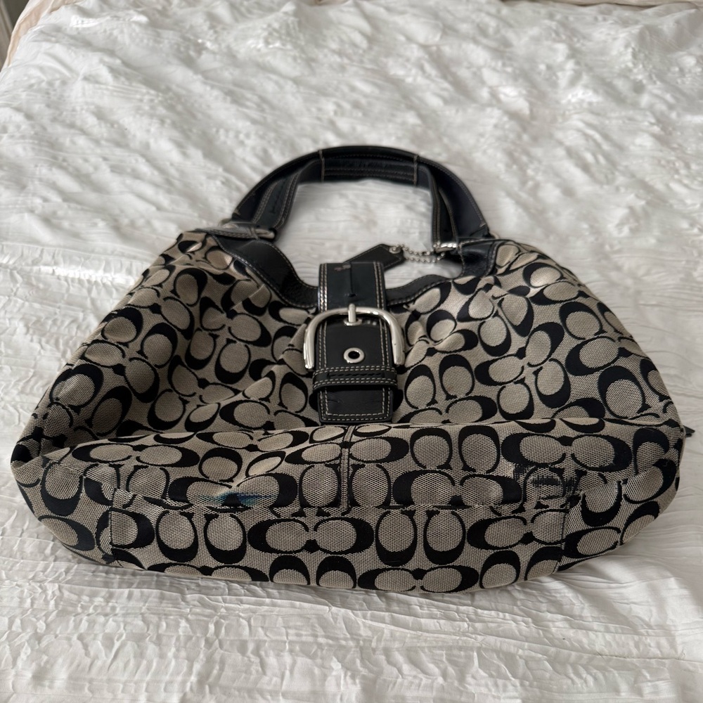 Coach Black and grey Signature Shoulder Hobo - Picture 3 of 9